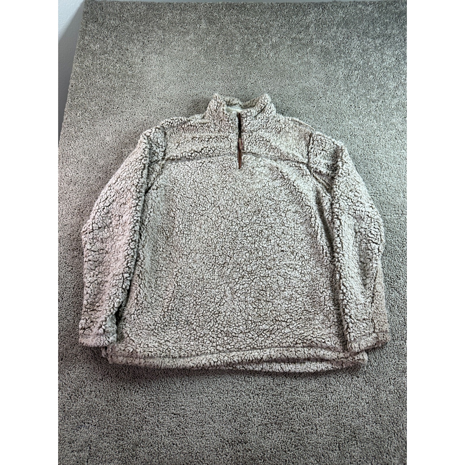 Grizzly Sherpa Jacket Womens Xxl 2xl Oatmeal Deep Pile Fleece 1/4 Zip Pullover